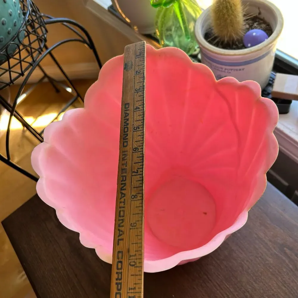 Vintage pink plastic trash can bin by Fesco shell design